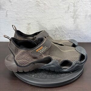 Crocs Swiftwater Men size 13 Brown Black Mesh Outdoor Water Sandals